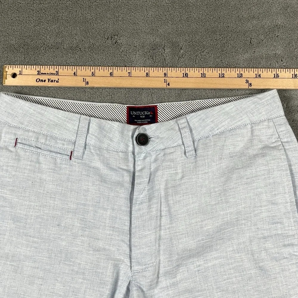 UNTUCKit Shorts Mens 30 Blue St. Julien Linen Blend Chino 9 Inseam Casual Summer